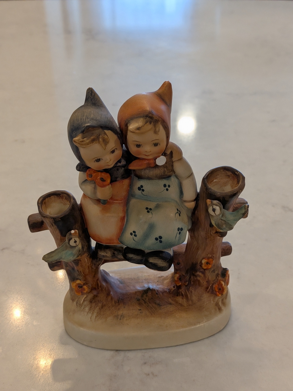 Vintage 1960s Hummel Style Ceramic Figurine of Two Children